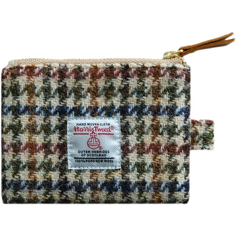 Porta Carte Harris Tweed Busta Rossa Fatta A Mano Portamonete Tascabile Vintage Britannico