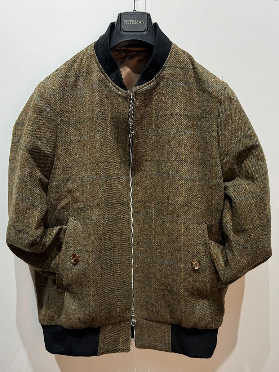 Giacca Casual Da Uomo Di Base Harris Plaid Tweed Jacket Top Aderente In Lana Da Uomo Versatile