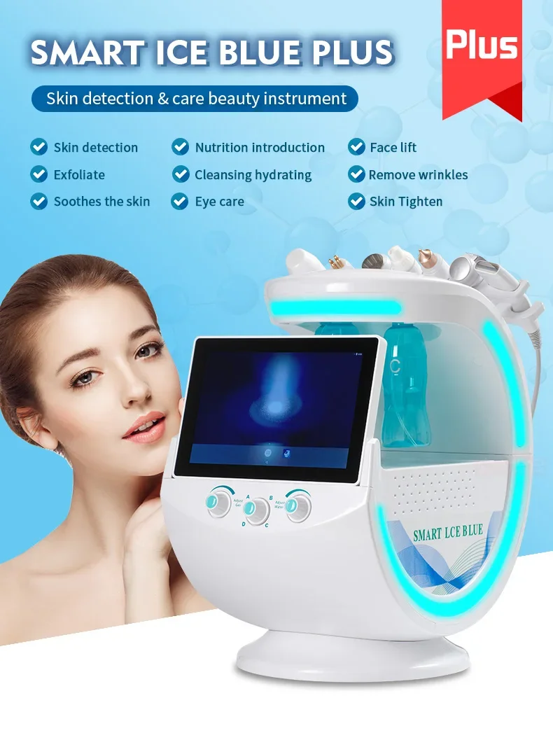 7 In 1 Smart Analysis Cleansing Skin Deep Pore Beauty Machine Ice Blue Vacuum Hydra Skin Lifting Salone Anti-Età
