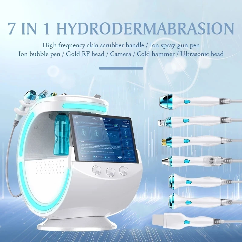 7 In 1 Smart Cleansing Skin Analysis Deep Pore Beauty Machine Ice Blue Vacuum Hydra Skin Lifting Salone Anti-Età