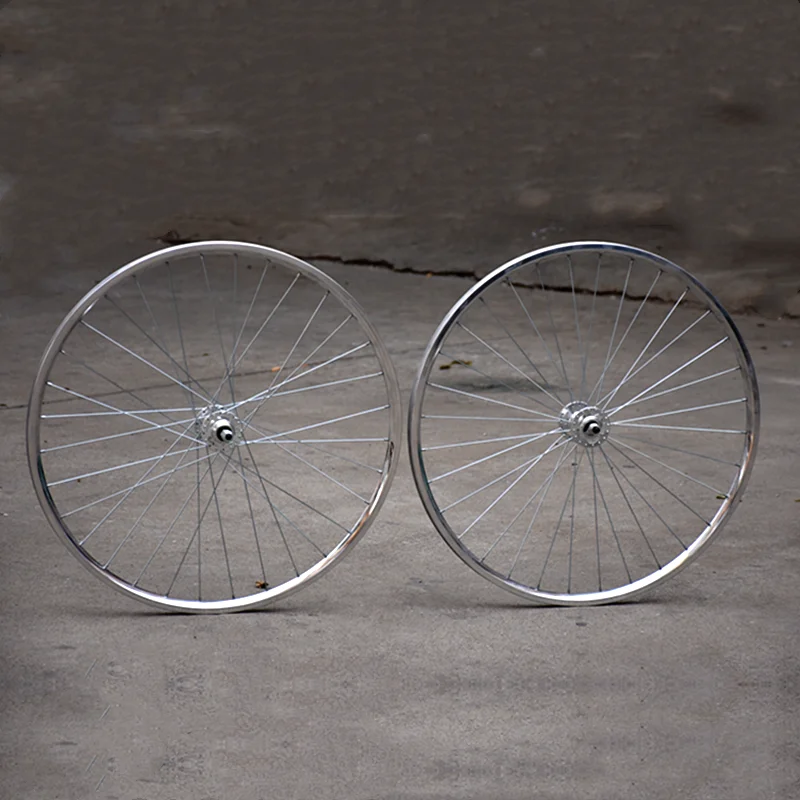 700C Bici A Scatto Fisso Ruote Argento Retrò Set Di Ruote Fixie In Lega Di Alluminio Ruota Da Corsa Per Bici A Velocità Singola Cerchio Da 25Mm Ad Alt
