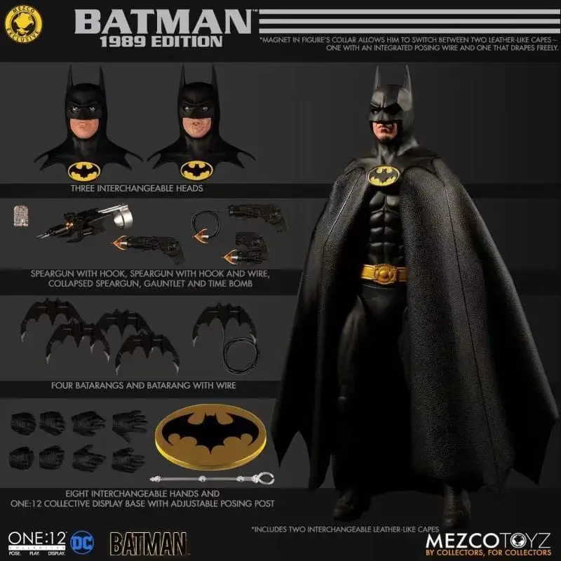 In Magazzino Originale Mezco One:12 Batman 1989 Edition Keaton Batman Golden 1/12 Action Collection Model Toys