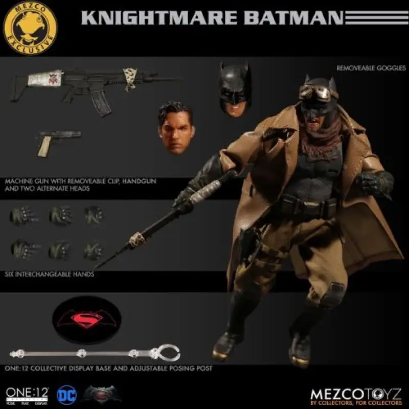Originale Mezco One:12 Knightmare Batman Anime Action Figure Collezione Pvc Modello Giocattoli Regalo