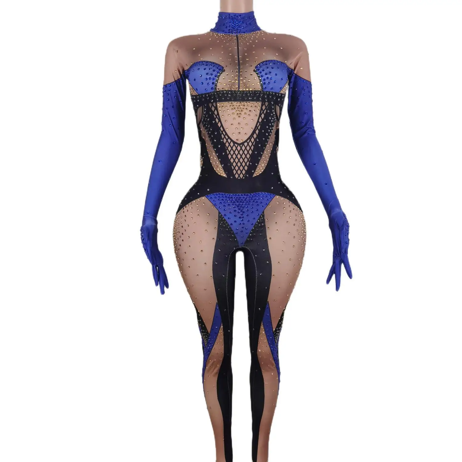 Moda Tuta Donna Sexy Compleanno Discoteca Festa Strass Cantante Prom Pole Dancer Performance Costume Stage Show Wear