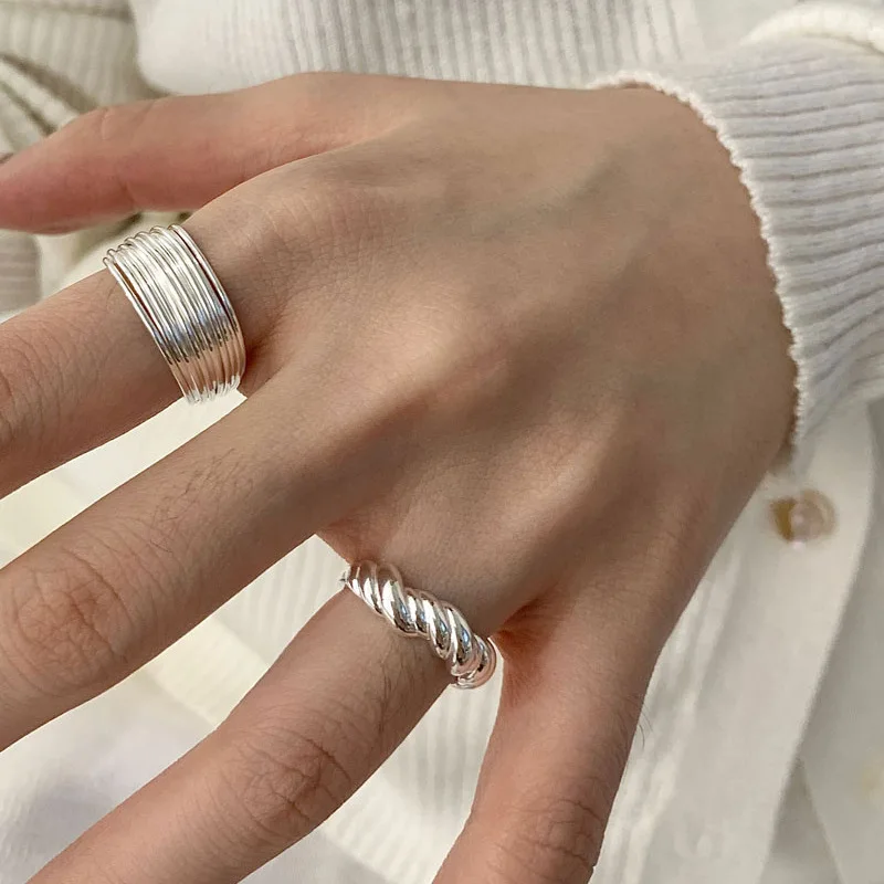 Anelli Interline Unici Geometrici Larghi In Argento Sterling 925 Per Le Donne Anello Vintage Con Croce Bohémien Per Il Regalo Di Compleanno Quotidiano