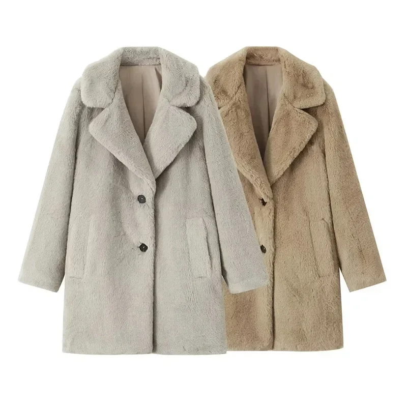 Lambswool Off White Women Suit Ladies Formal Blazer Elegante Donna Single Button Warm Winter Work Wear Office Lady Jacket Coat