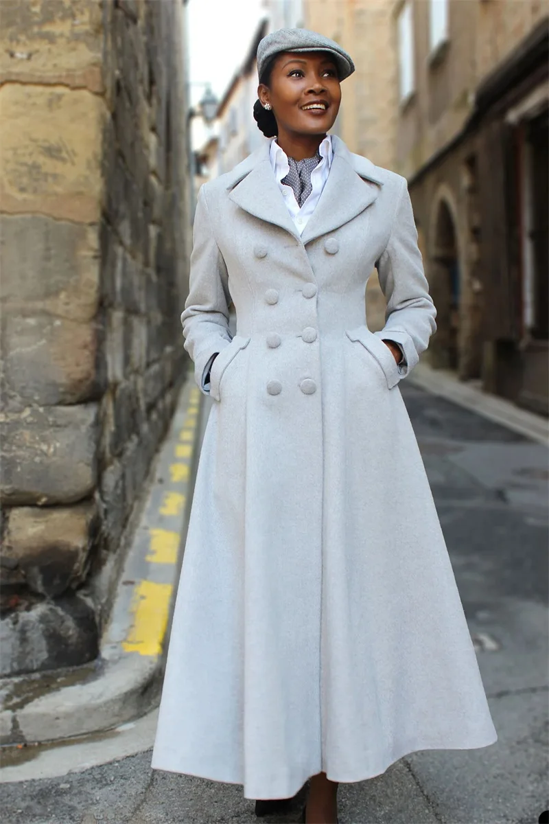 Off White Abiti Da Donna Soprabito Lungo Lana Spessa Cashmere 1 Pz Custom Made Fashion Winter Coat Jacket Blazer Prom Dress
