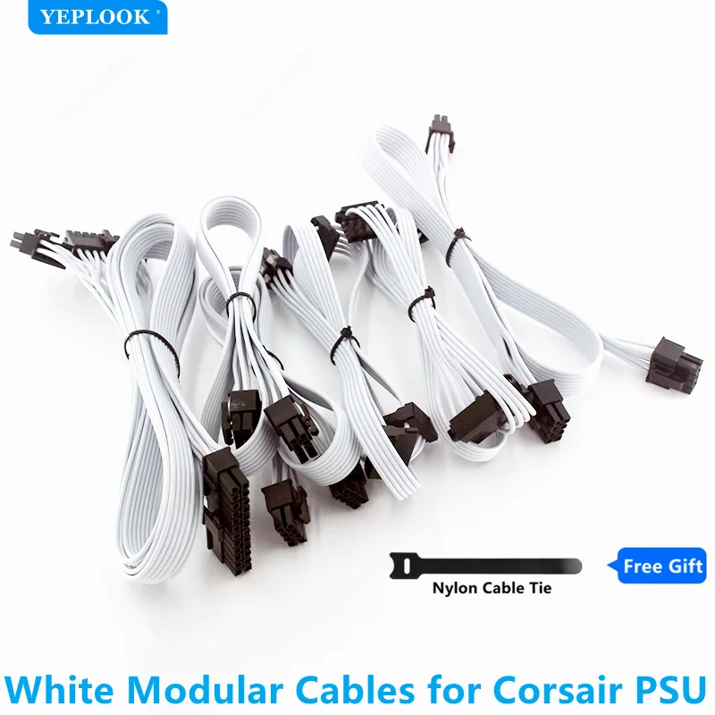 Cavo Modulare Corsair Bianco Gpu Pcie 8Pin Cpu Sata Molex 24Pin Per Type3 E 4 Psu Rm Rmx Rmi Rme Hx Hxi Ax Axi Sf Tx-M Cs Cs-M Cx-M