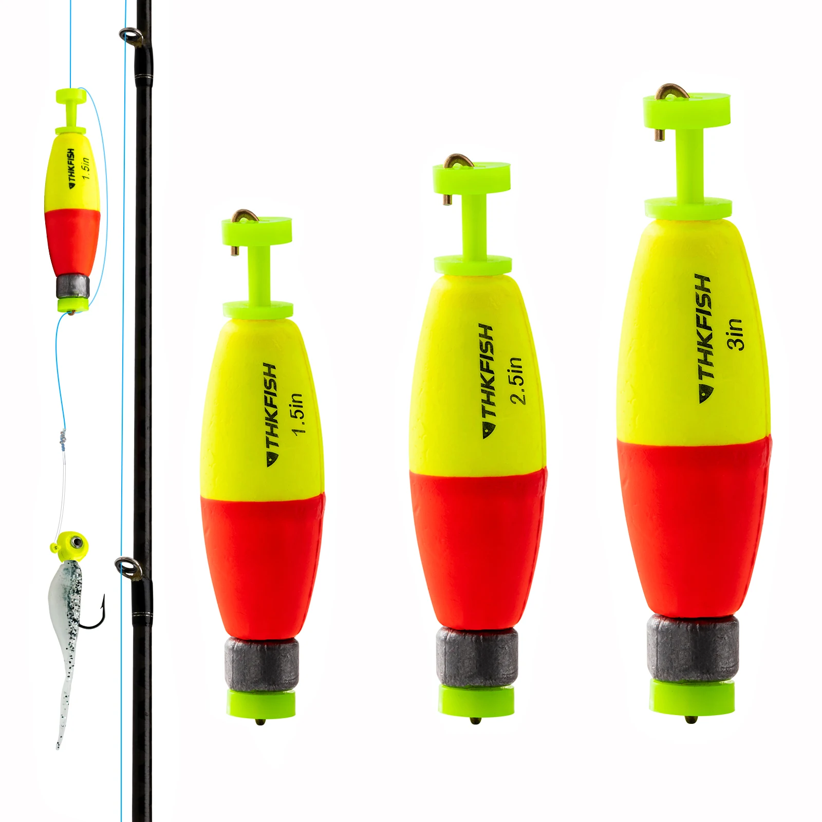 Thkfish Fishing Bobbers 3Pcs Eva Foam Round Galleggianti Snap-On Spring Fishing Boa Accessori Per Acqua Dolce Salata