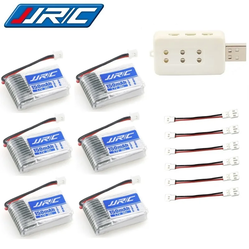 Batteria Originale Jjrc H20 3.7V 150Mah Per Jjrc H20 Syma S8 M67 U839 Rc Quadcopter Parti Batteria Lipo 3.7V E Caricatore Usb 6 Pezzi