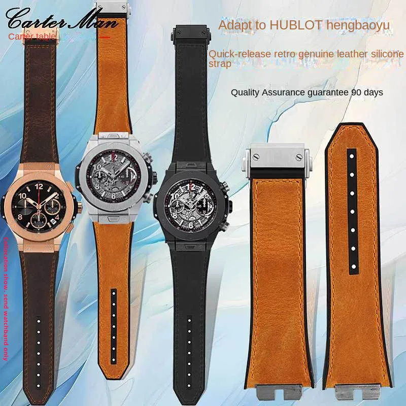 Bracciale In Vera Pelle Per Hublot Hengbao Ubo Watch Big Bang Series Big Bang Cinturino In Gomma Vintage A Sgancio Rapido