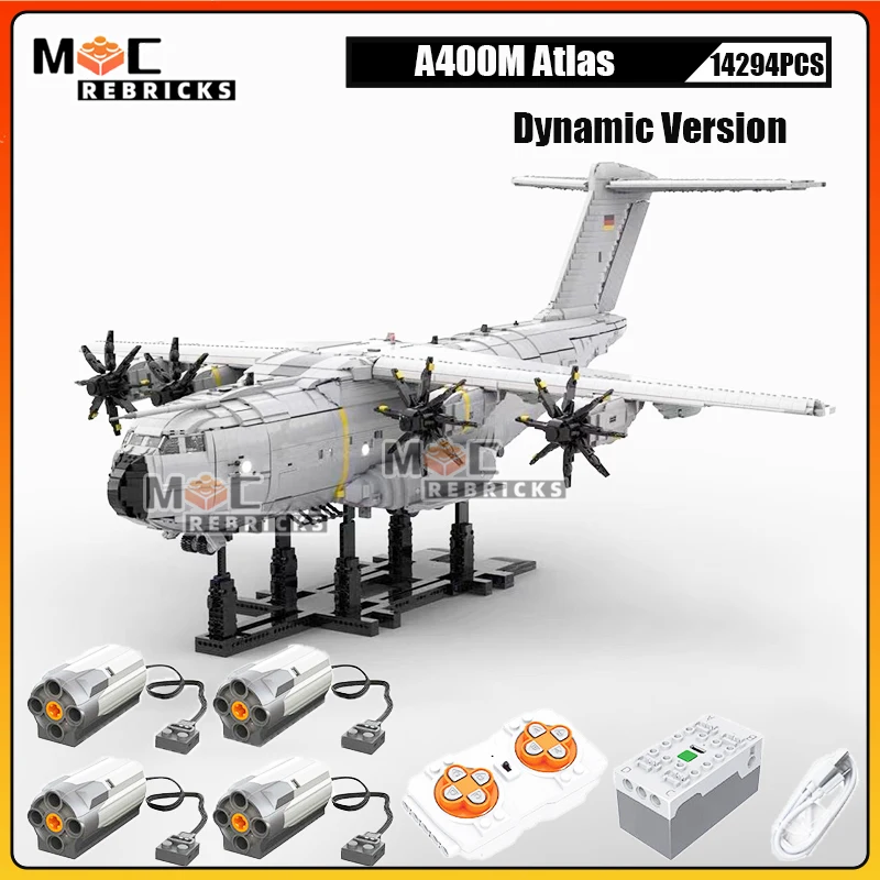 Moc-156206 Grande Aereo Da Trasporto Militare Airbus A400M Atlas Building Block Model Bricks Toy Collection Expert Kid Xmas Gift
