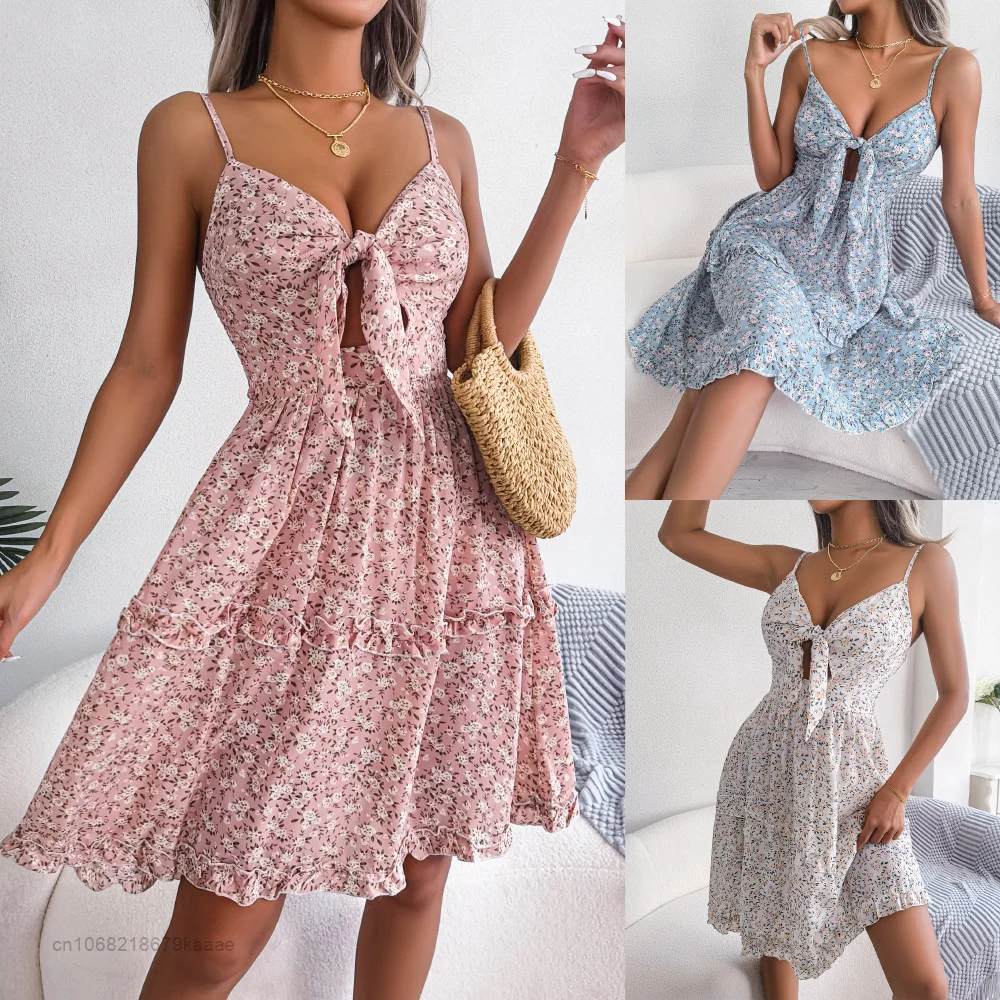 Sexy Floreale Profondo Scollo A V Abito Incrociato Donna Abiti Slim Gonna Backless Party Dress Estate H M & Zaraes Donna 2022 Abiti Eleganti
