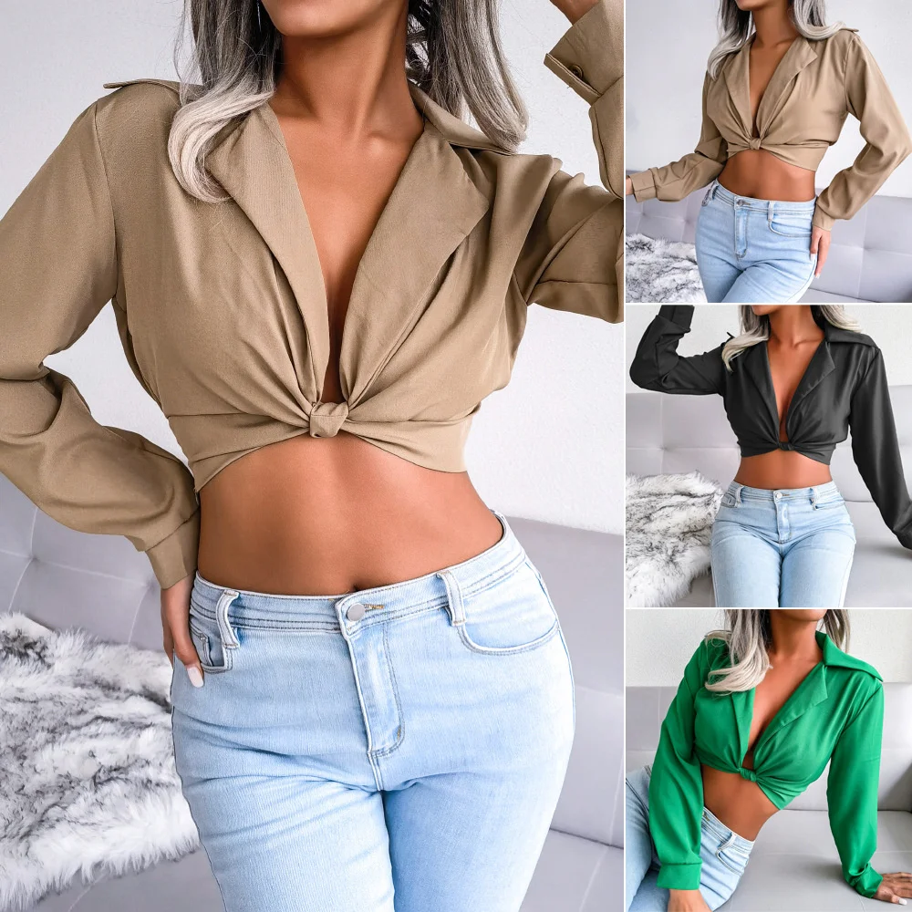 Sexy 2022 Primavera Estate Camicia Annodata Canotta Crop Top Camicetta H M & Zaraes Donna 2022 Camicie Eleganti Vintage Ladies Femme Streetwear
