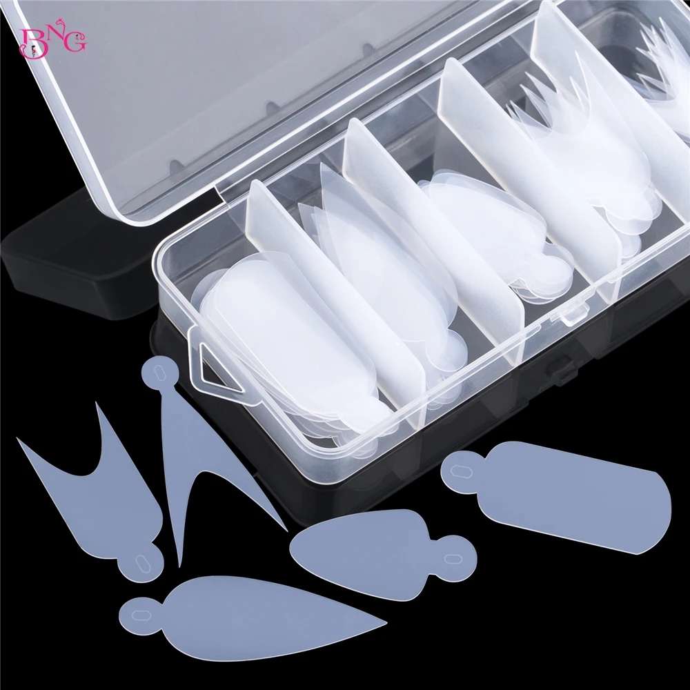 60Pcs Duet System Forms Nail Sticker Pad In Silicone Stampo Per Unghie Francesi Inserti In Silicone Riutilizzabili Per Dual Nail Forms Manicure