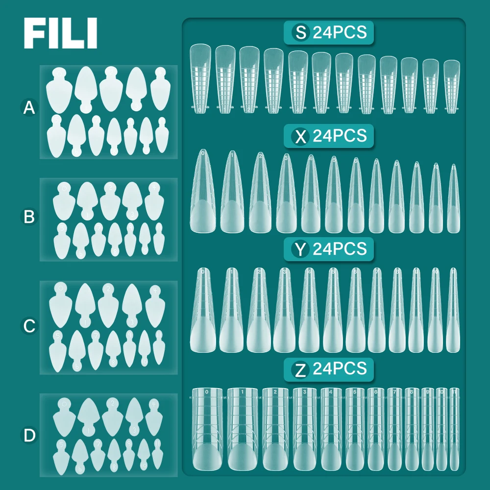 Fili Dual Forms Nail Mold Forms With Line Sticker Kit Adesivo Per Unghie In Silicone Quick Building Uv Gel Mold False Nail Top Form