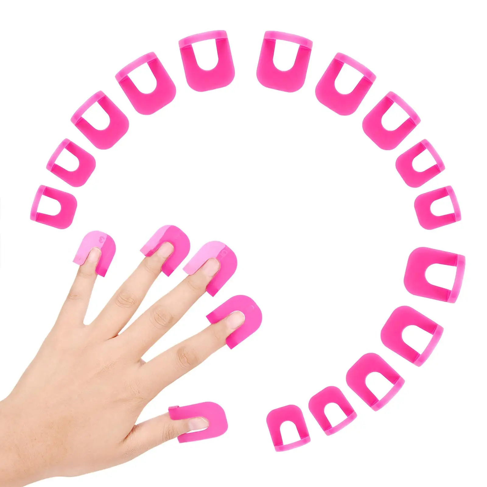 26Pcs Nail Polish Stencil  Reusable 10 Sizes Nail Painting Guide Nail Art Polish Protection Tip Protectors Pink
