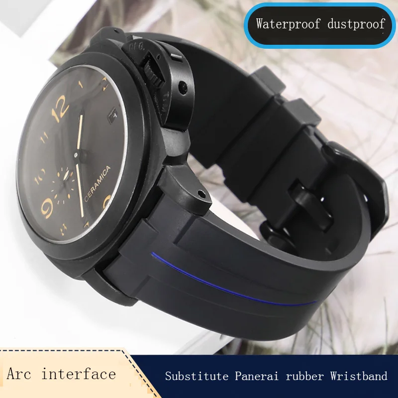 Yoco Arc Mouth Cinturino In Gomma Da Uomo Adatto Per Panerai Pam411 1661 Braccialetto In Silicone Impermeabile Da 24Mm Luminer