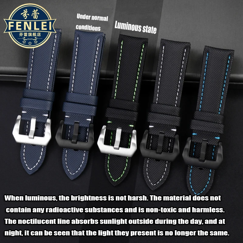 Cinturino Per Brasatura In Nylon E Carbonio Da 24Mm Per Panerai 441 Luminer Pam1661 Cinturino Per Cinturino Inferiore In Vera Pelle Impermeabile In Te