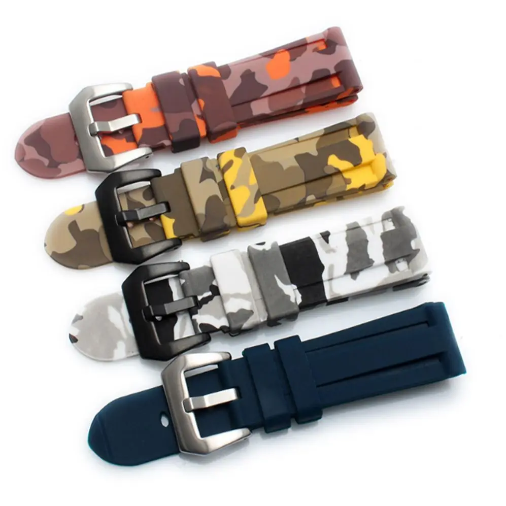 24Mm Camouflage Diver Rubber Silicone Watch Band Pvd Tang Fibbia Sostituzione Cinturino Adatto Per Panerai Luminor