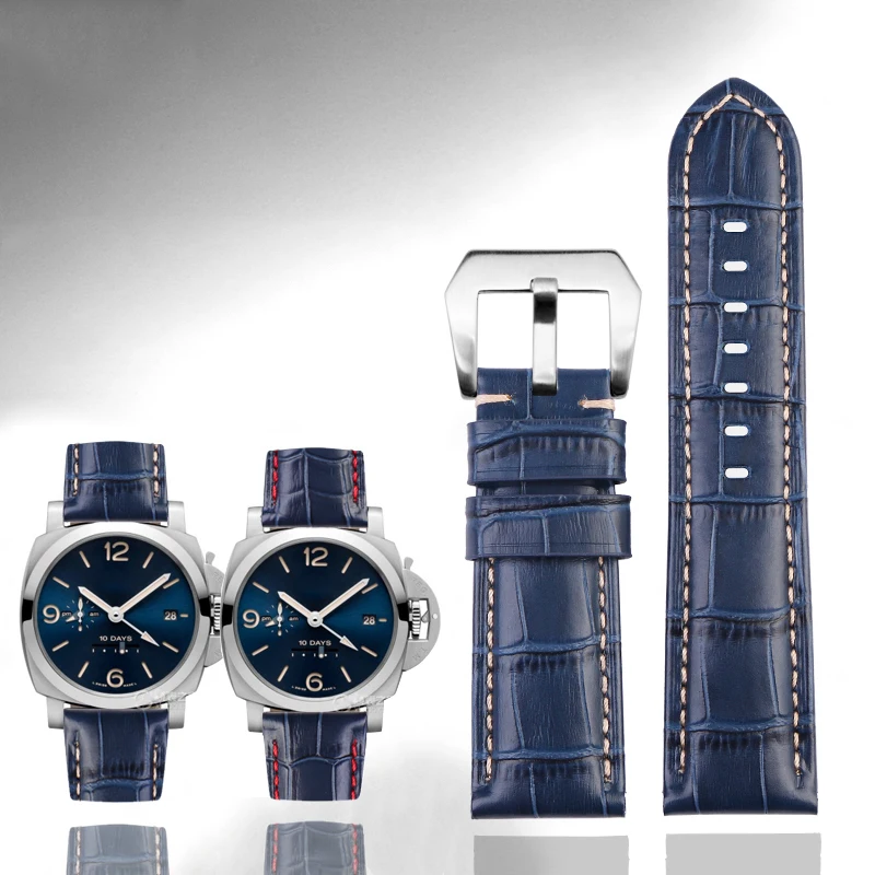 Cinturino Per Orologio Di Alta Qualità Per Panerai Pam688 441 1313 00986 Accessori Per Cinturino In Pelle Blu Da Uomo In Pelle 22Mm 24Mm 26Mm Braccial