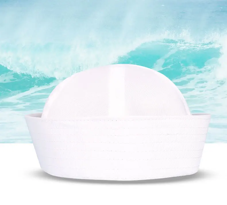 Cappello Da Marinaio Bianco Blu Scuro Popeye Gilligan Doughboy Accessorio Per Costume Adulto Bambino