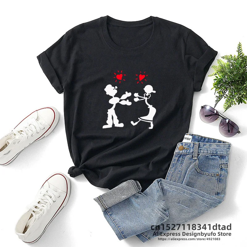 Rachel Green Magliette Donna Popeye E Olive Oyl Classic T-Shirt Friends Tv Show Magliette Streetwear Graphic Tees