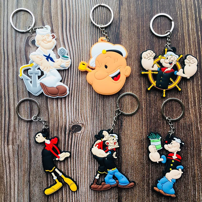 Vendita Calda Popeye Marinaio Cartone Animato Pvc Portachiavi Oliva Oyl Bobbi Moda Classico Anime Regali Per Bambini Preferiti Per Bambini Portachiavi