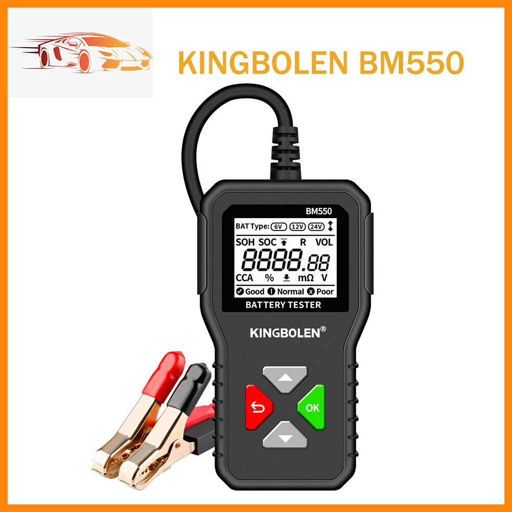 Kingbolen Bm550 Auto Car Battery Tester 6V 12V 24V 100-2000 Cca Sistema Di Batterie Rileva Analizzatore Di Batterie Strumento Batteria Per Auto Pk Kw2