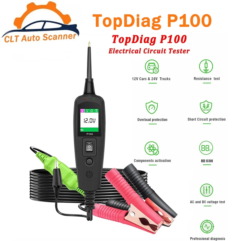 Jdiag P100 Tester Per Circuiti Elettrici Power Scan Obd2 Tester Per Batterie Obd Strumenti Di Riparazione Automatica Diagnostica Per Auto P100 2M Line
