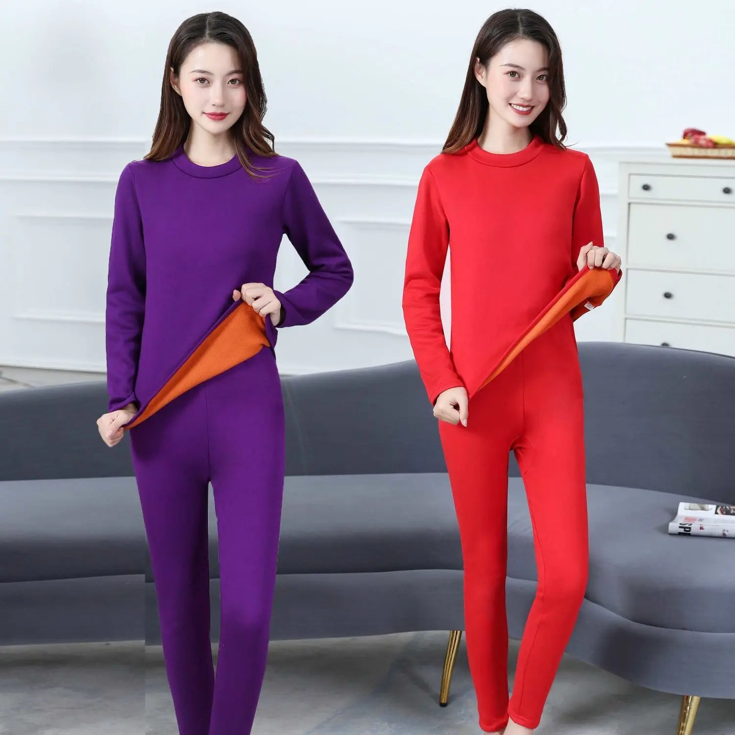 2024 Donne Inverno Nuovo Set Di Biancheria Intima Termica Femminile Mutandoni Foderati In Pile Strato Di Base Caldo Fondo Superiore Signore 2 Pezzi Se