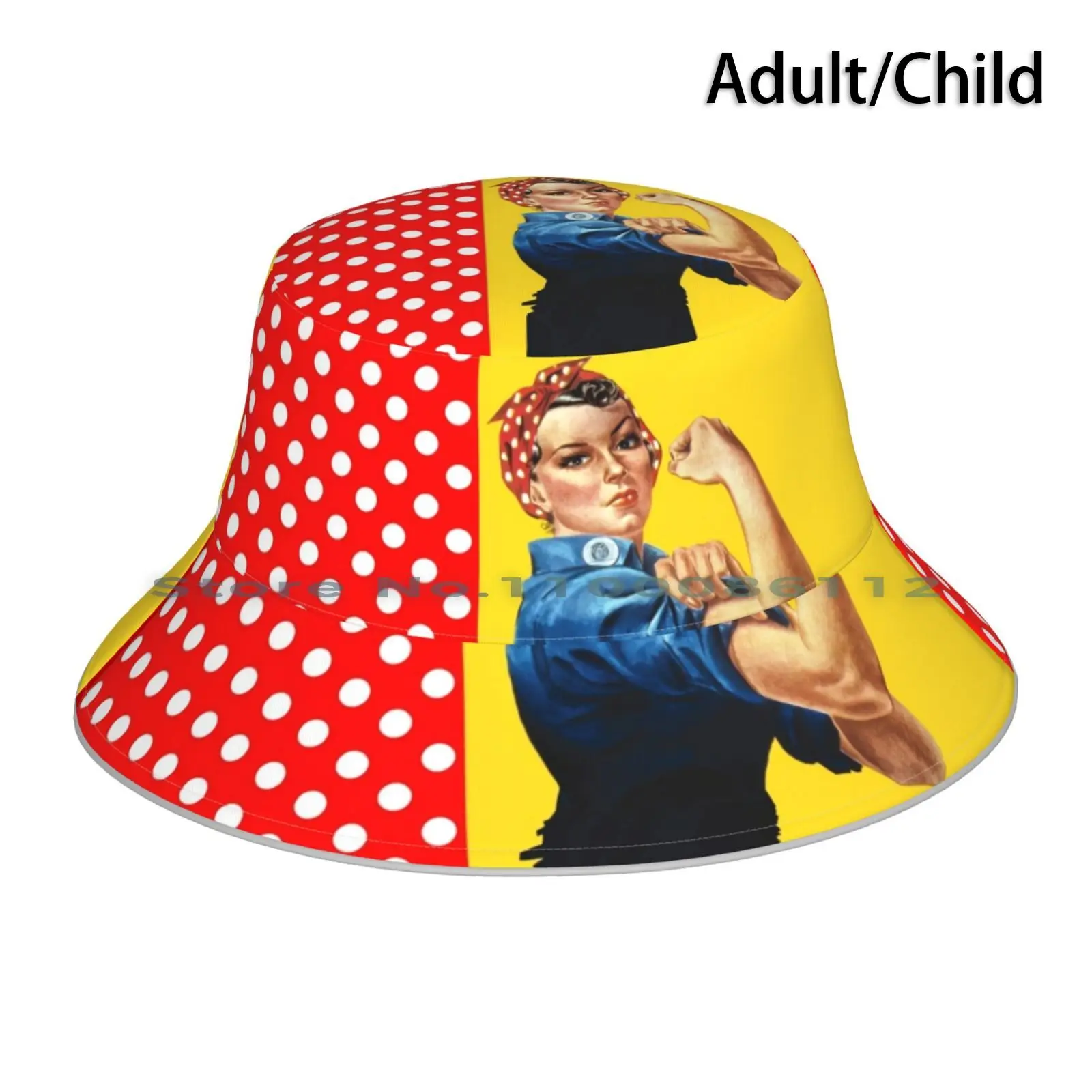 Pettini E Pois Cappello Da Pescatore Cappello Da Sole Rosica The Rivetter Possiamo Fare In Modo Che Sia Il Costume Da Riviter Party Yellow Polka Dots 