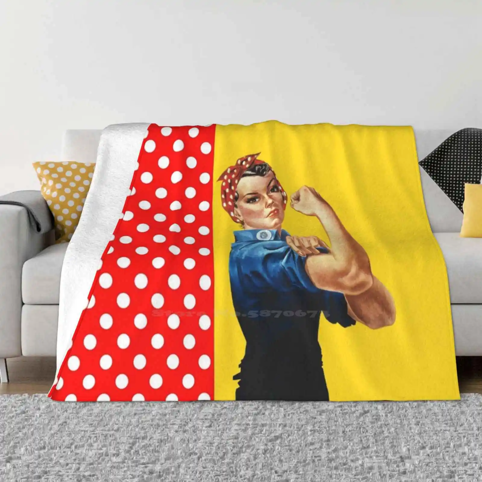 Rose And Polka Dots Trend Style Funny Fashion Soft Throw Coperta Rose The Rivetter We Can Do It Rosy The Riviter Costume