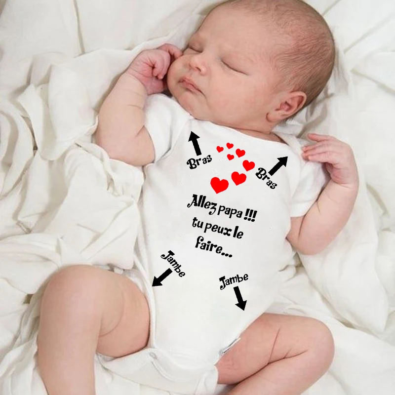 Come On Dad You Can Do It Baby Clothes Summer Newborn Toddler Jumpsuits Boys Girls Unisex Short Sleeve Newborn Bodysuits Outfits
