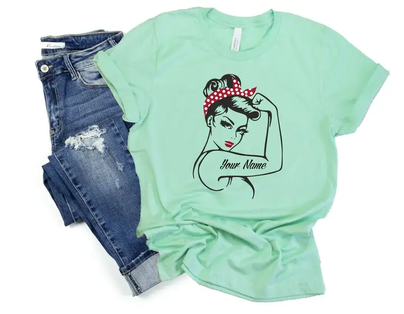 Women'S Tshirt  Rosie The Riveter Shirt  We Can Do It T-Shirt  Strong Women Girl Power Shirt American Apparel  Motivational