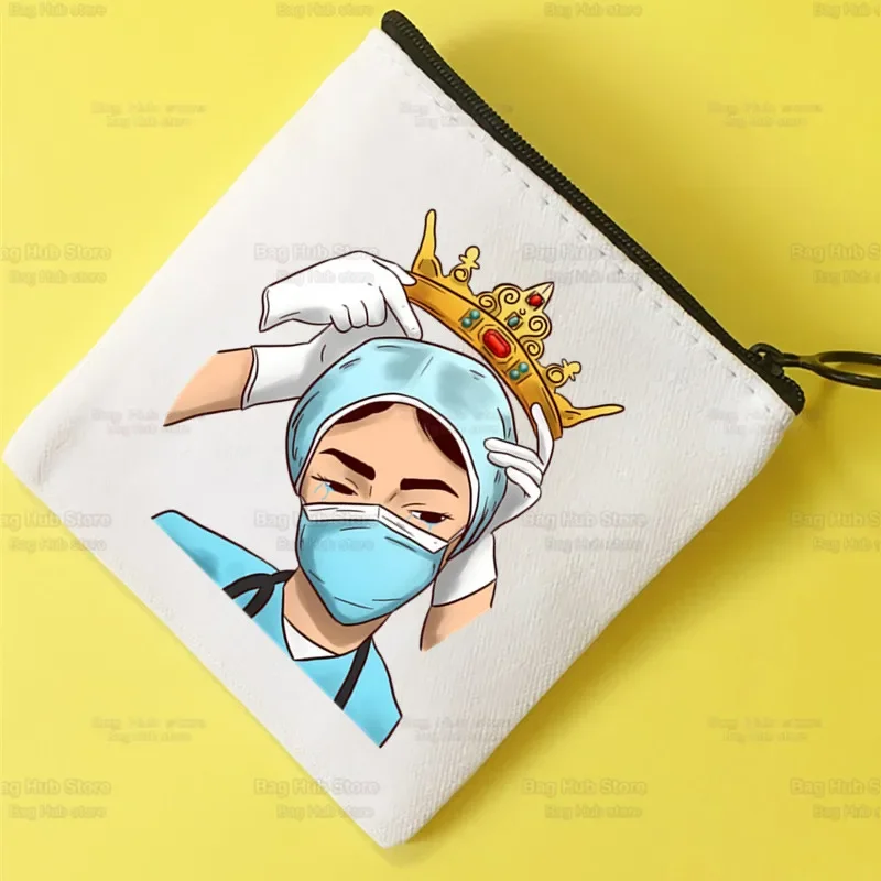 Sono Un Infermiere Life Canvas Purse Card Key Mini Purse Pouch We Can Do It Nurse Girl Kids Children Cute Small Zipper Coin Purse