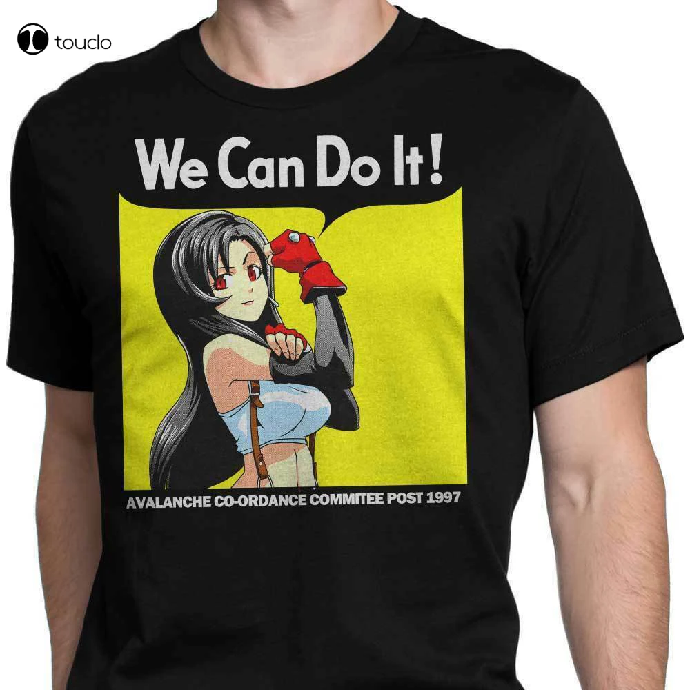 Avalanche Tifa Lockhart Fantasy Possiamo Farlo Gioco Parody Art Divertente T-Shirt Nera