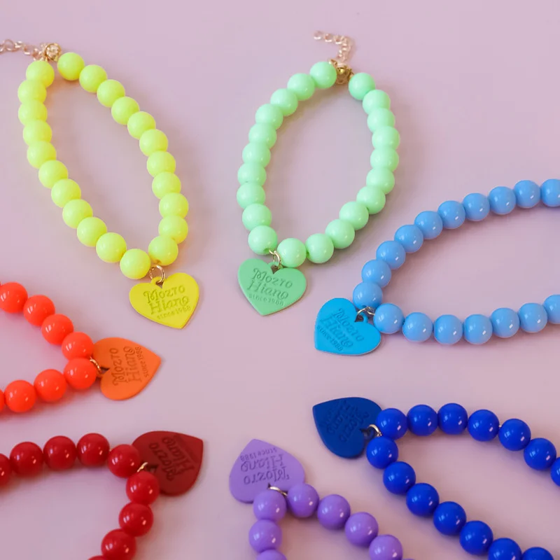 Pet Candy Color Collar Cat Dog Collana Di Perle Collana Di Amore Colorata Accessori Per Cani Collare Per Gatti Papillon Per Cani