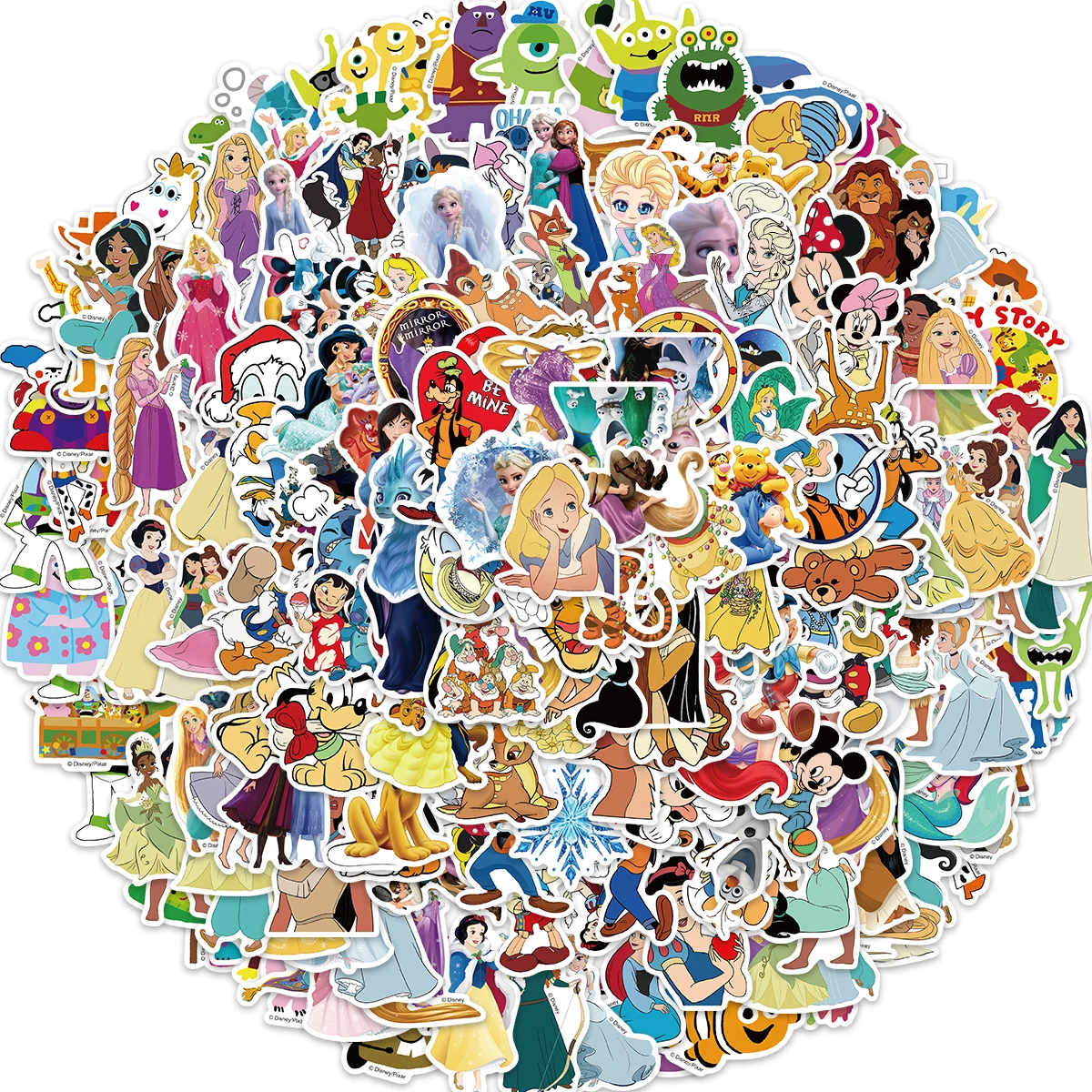 10/50/100/200Pcs Disney Collection Mix Cartoon Micky Princess Stickers Graffiti Decalcomanie Laptop Bagaglio Adesivo Impermeabile Giocattolo Per Bambi