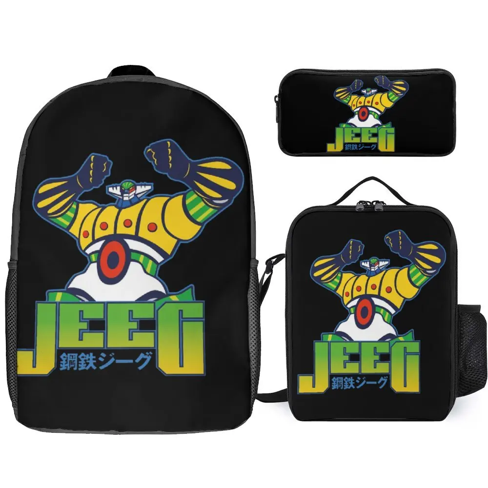 3 In 1 Set 17 Pollici Zaino Lunch Bag Pen Bag Mechas 02 Mazinger Z Steel Jeeg Robot Kotetsu Dark Great 3 Lasting Hot Sale Comfor