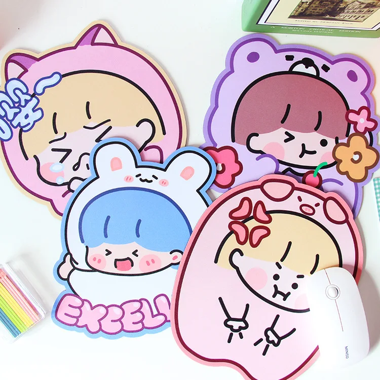 Cute Cartoon Girls' Text Emoticon Mouse Pads Laptop Office Studenti Desk Pad Homeped Desk Pad Desktop Setup Anime Rug