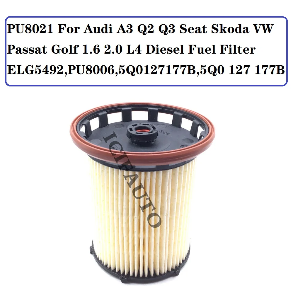 Pu8021 Per Audi A3 Q2 Q3 Sede Skoda Vw Passat Golf 1.6 2.0 L4 Diesel Filtro Del Carburante Elg5492,Pu8006, 5Q0127177B, 5Q0 127 177B
