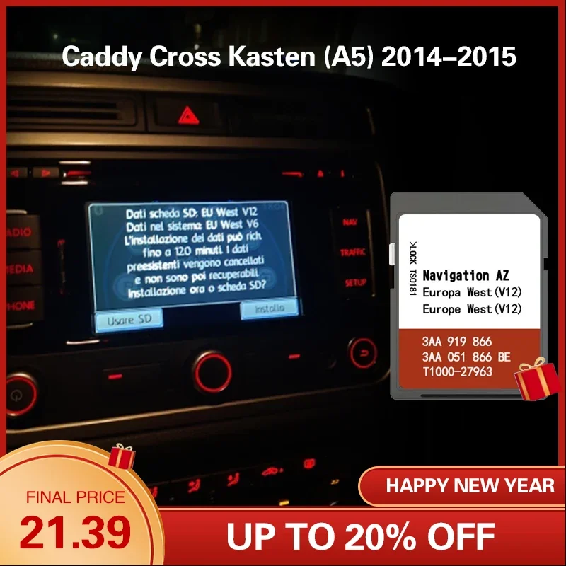 Compatibile Con Caddy Cross Kasten (A5) 2014-2015 West Europe Germany Polonia Map Gps Card