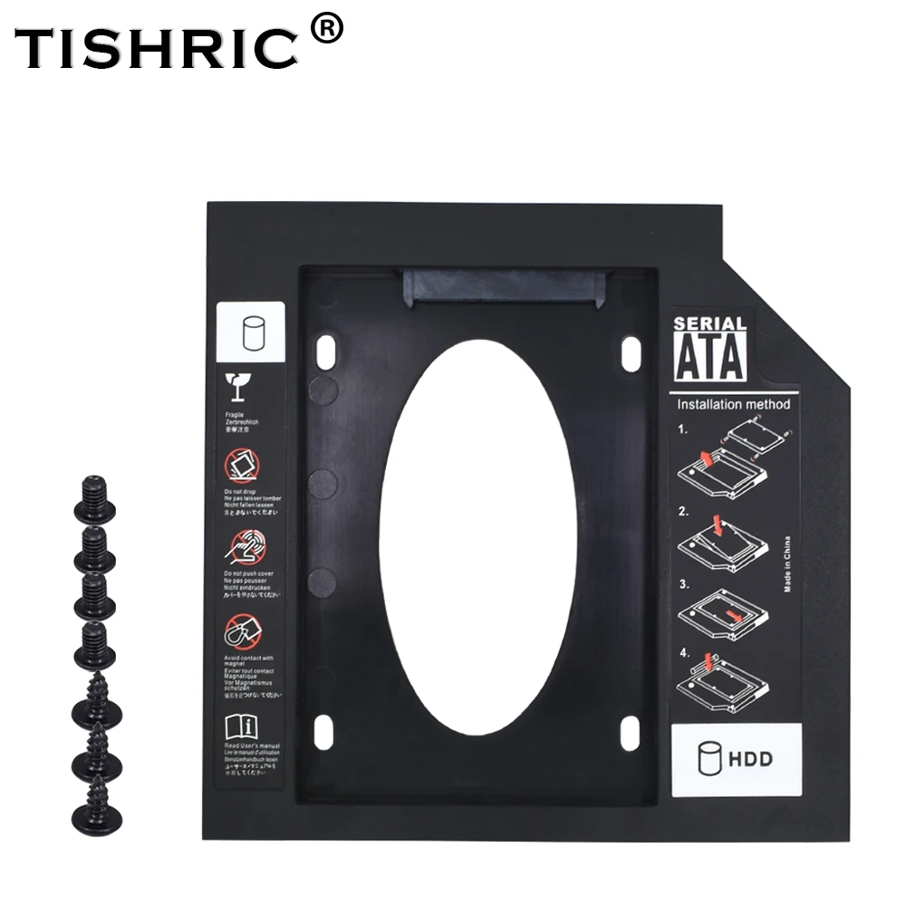 Tishric Plastic Vw 2Nd Hdd Caddy 9.5Mm 12.7Mm Optibay Universal Sata 3.0 2.5 ''Ssd Hard Drive Box Per Laptop Cd Dvd-Rom