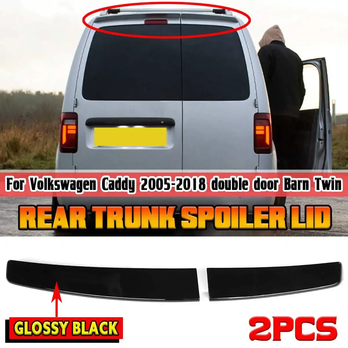Sportline Style Car Rear Wing Trunk Lip Per Volkswagen Per Vw Caddy 2005-2018 Double Door Barn Twin Rear Trunk Spoiler Body Kit