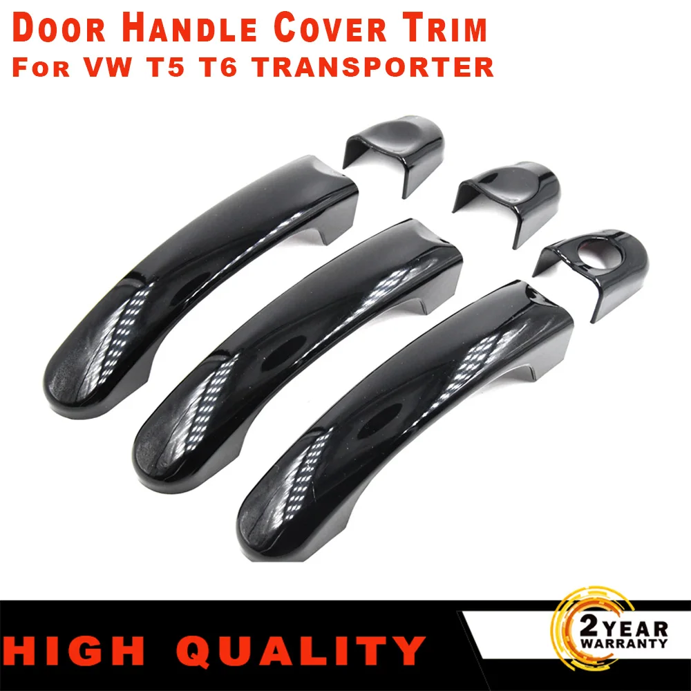 Gloss Black/Carbon Fiber Door Handle Cover Trim For Vw T5 T6 Transporter Caddy Van Caravelle