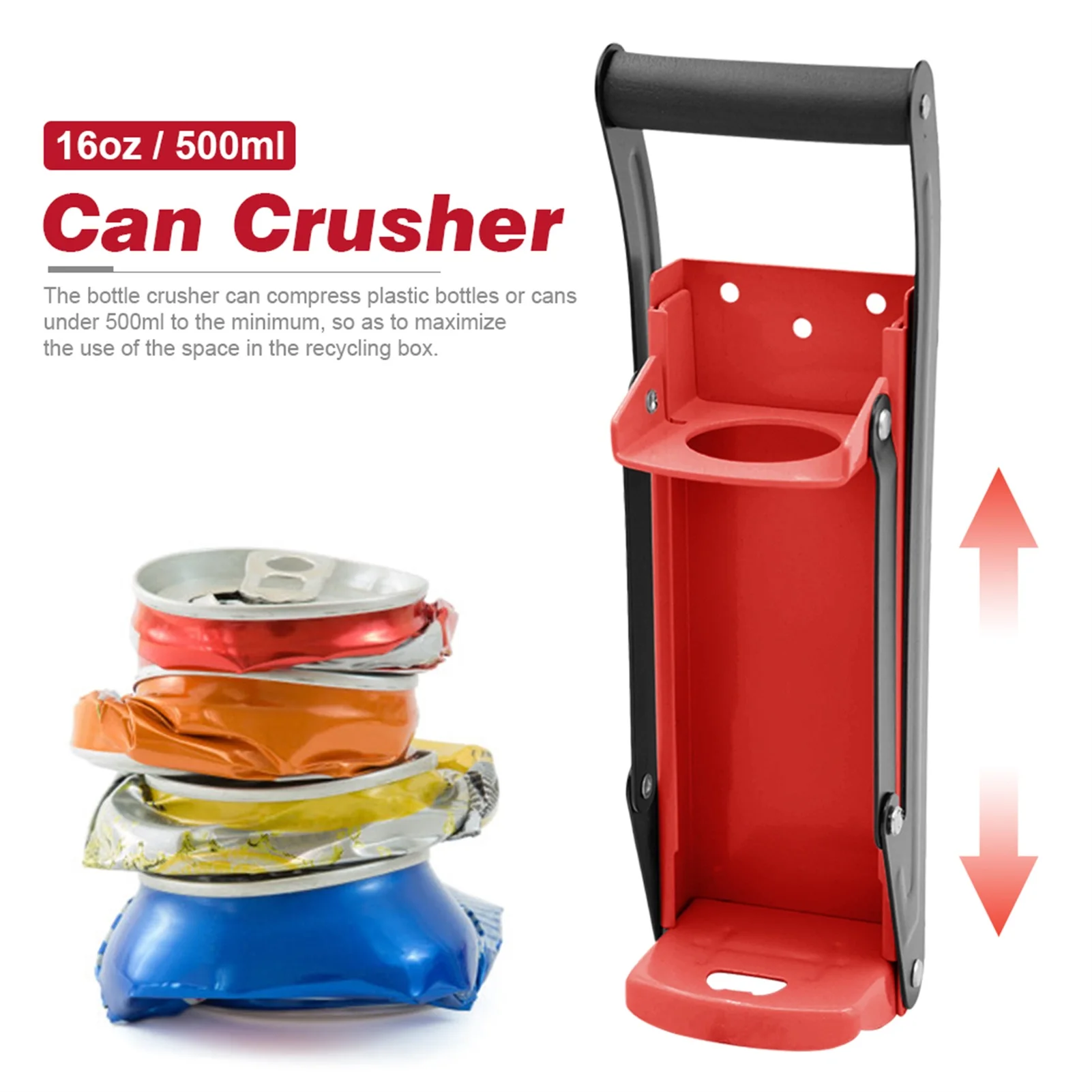 16Oz 500Ml Can Press Bottle Crusher Metal Can Crusher Heavy Duty Bottle Opener Smasher Utensili Da Cucina Per Soda Beer Lattine Bottiglie
