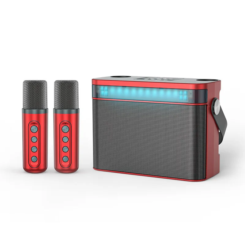 Altoparlanti Stereo Hif Per La Casa Mini Macchina Per Karaoke Con 2 Microfoni Wireless Suono Variabile Lettore Musicale Stereo Bluetooth Portatile