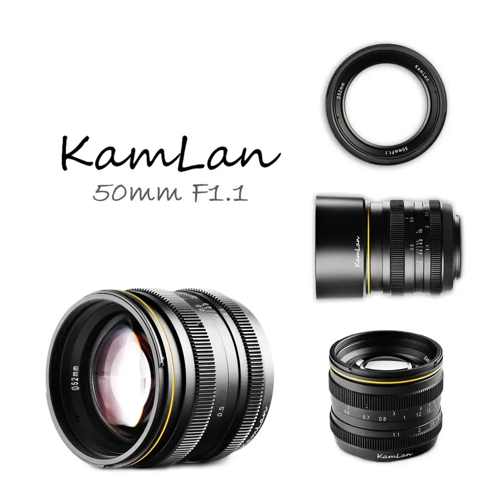 Kamlan 50Mm F1.1 Aps-C Grande Apertura Obiettivo Messa A Fuoco Manuale Per Canon Eos-M Nex Fuji X M4/3 Fotocamera Per Obiettivo Mirrorless