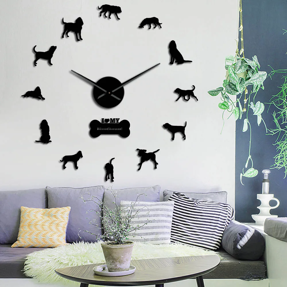 Bloodhound Dog Razza Decorazioni Per La Casa Orologio Fai Da Te Senza Cornice Orologio Saint Hubert Hound Quarzo Silenzioso Orologio Da Parete Grande 